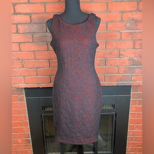 Worthington Sheath Dress Lace‎ Overlay Sleeveless Stretch Red Black Size 6